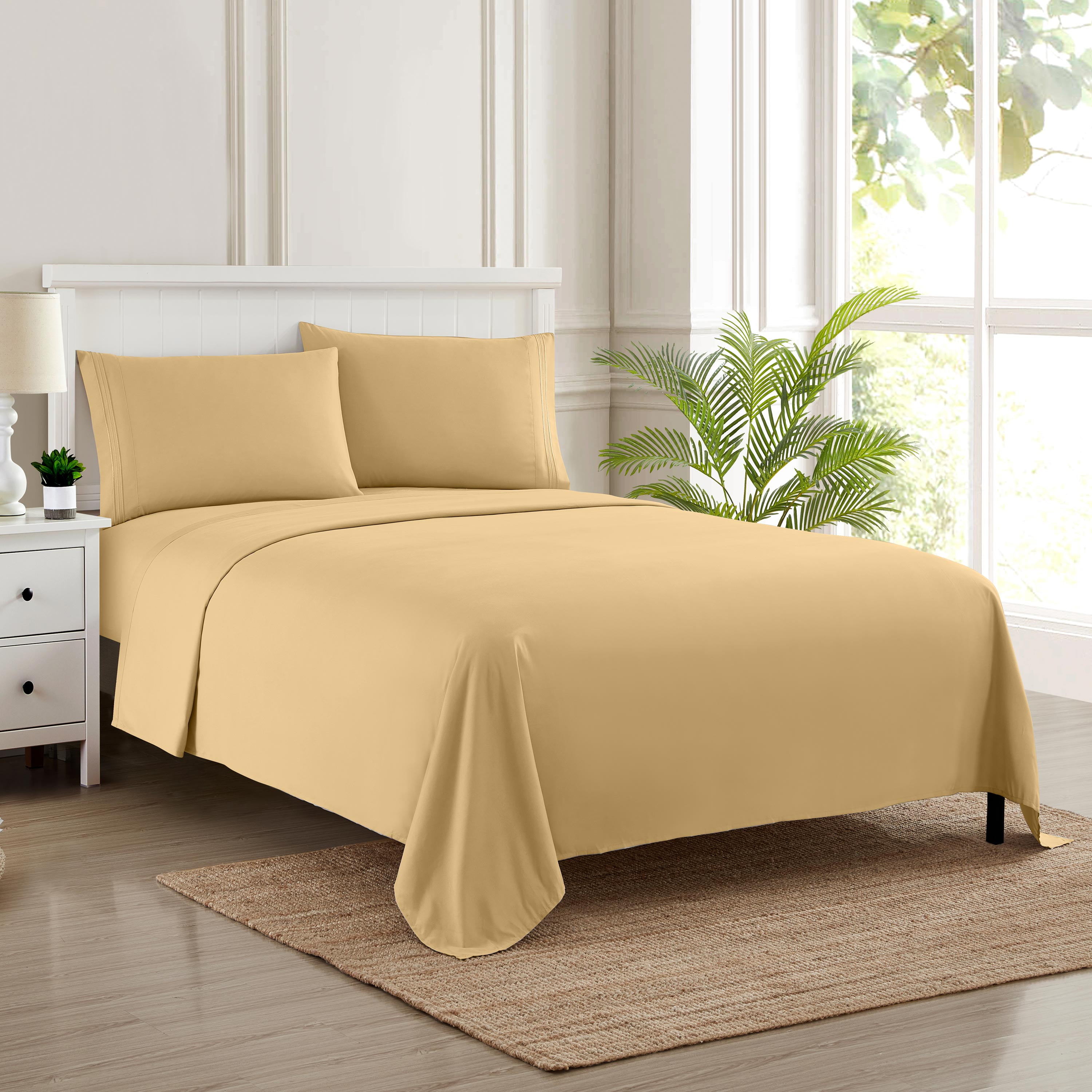 Sweet Home Collection 1800 Series Bed Sheets - Extra Soft Microfiber Deep Pocket Sheet Set - Camel, Twin XL