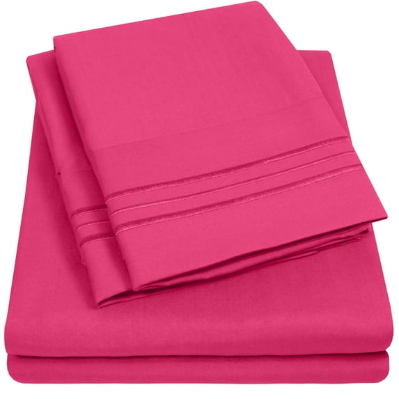 Sweet Home Collection 1800 Series Bed Sheets - Extra Soft Microfiber Deep Pocket Sheet Set - Fuchsia, King