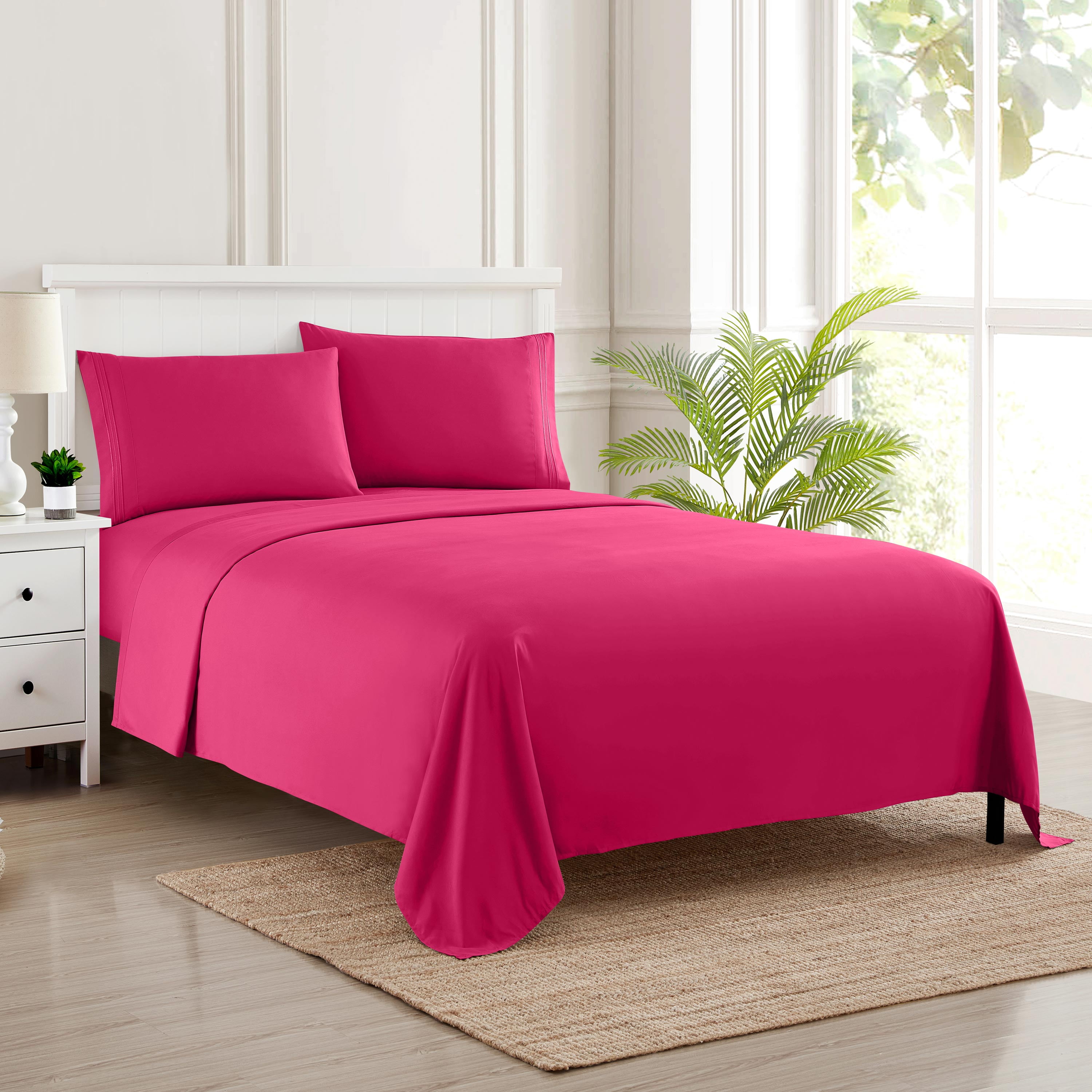 Queen Fuchsia Ultra Soft Microfiber 4-Piece Sheet Set