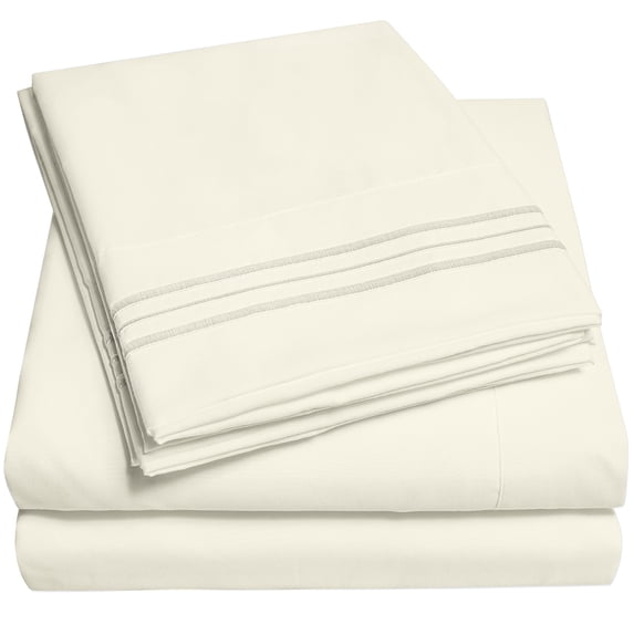 Sweet Home Collection 1800 Series Bed Sheets - Extra Soft Microfiber Deep Pocket Sheet Set - Ivory, King