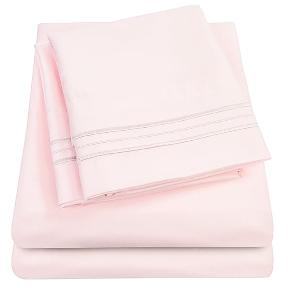 Sweet Home Collection 1800 Series Bed Sheets - Extra Soft Microfiber Deep Pocket Sheet Set - Pale Pink, Queen