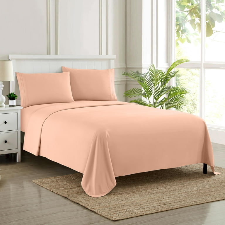 Sweet Home Collection 1800 Series Bed Sheets - Extra Soft Microfiber Deep  Pocket Sheet Set - Peach, King
