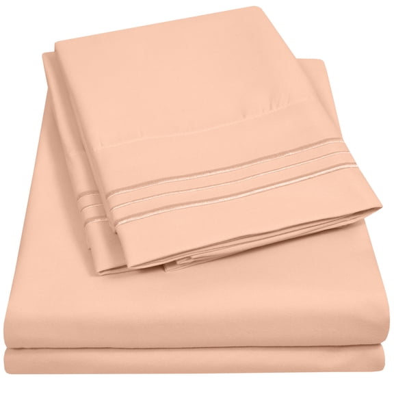 Sweet Home Collection 1800 Series Bed Sheets - Extra Soft Microfiber Deep Pocket Sheet Set - Peach, Twin