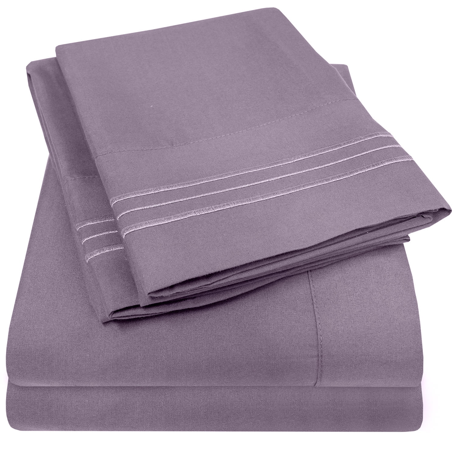 Sweet Home Collection 1800 Series Bed Sheets - Extra Soft Microfiber Deep Pocket Sheet Set - Plum, California King