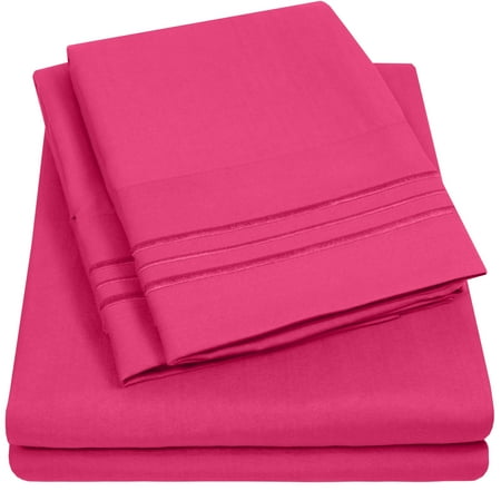 Sweet Home Collection 1800 Series Bed Sheets - Extra Soft Microfiber Deep Pocket Sheet Set - Fuchsia, RV Queen
