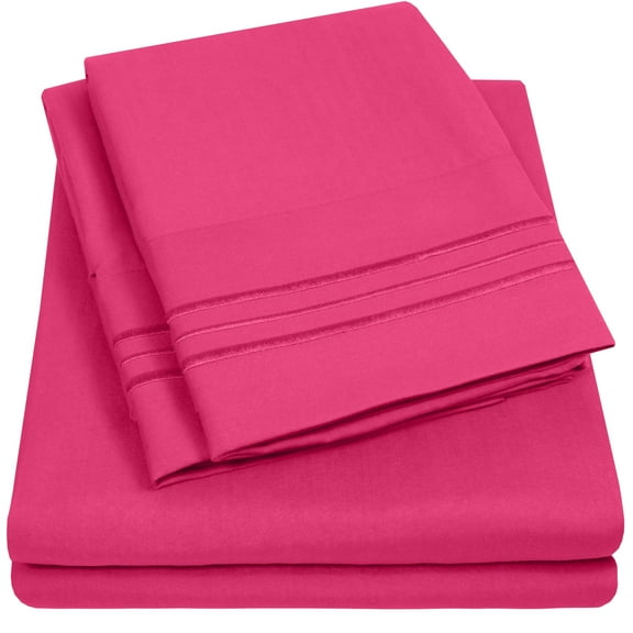 Sweet Home Collection 1800 Series Bed Sheets - Extra Soft Microfiber Deep Pocket Sheet Set - Fuchsia, RV Queen
