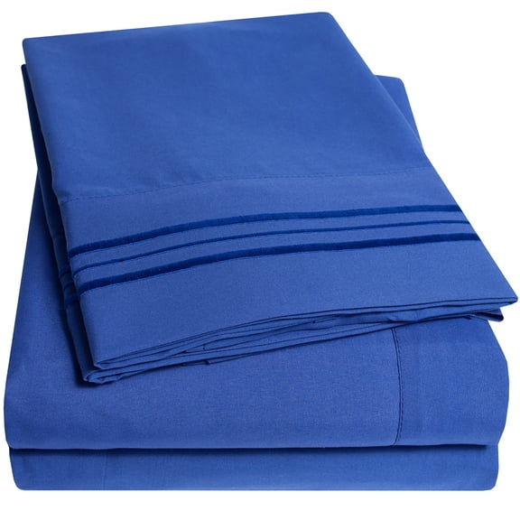Sweet Home Collection 1800 Series Bed Sheets - Extra Soft Microfiber Deep Pocket Sheet Set - Royal Blue, California King