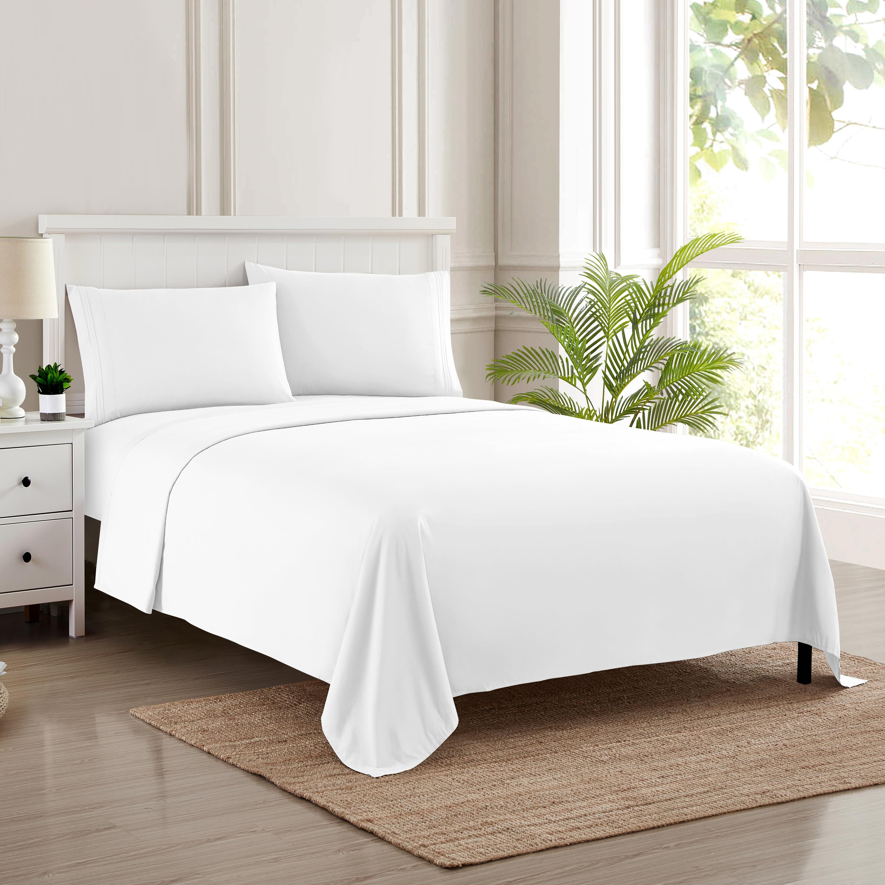 King White Microfiber Deep Pocket Sheet Set