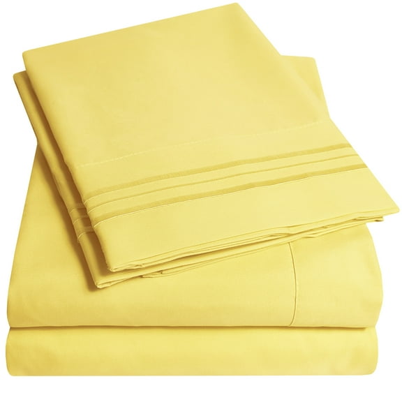 Sweet Home Collection 1800 Series Bed Sheets - Extra Soft Microfiber Deep Pocket Sheet Set - Yellow, King