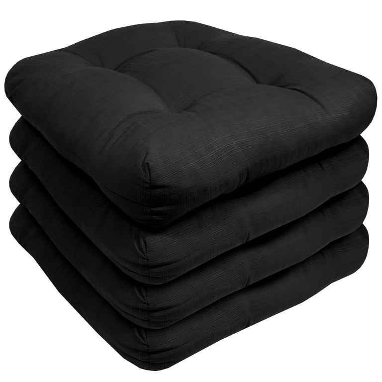 Sweet Home Collection Indoor-Outdoor Reversible Patio Seat Cushion Pad 4 Pack, Black