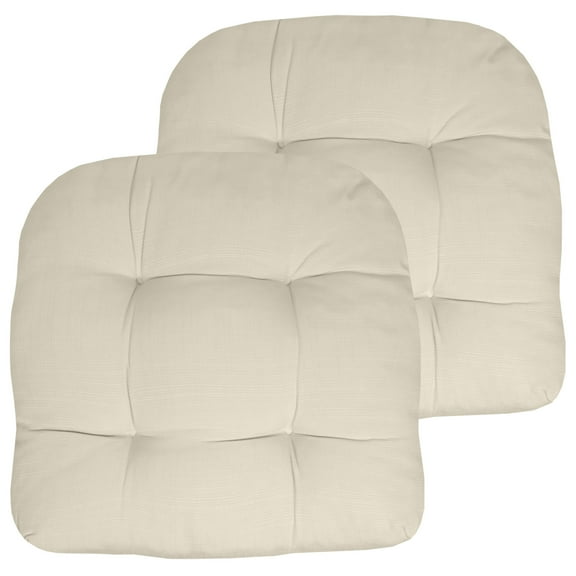 Sweet Home Collection 19" x 19" Cream U-Shape Seat Pad Outdoor Seating Cushions (2 Pack)