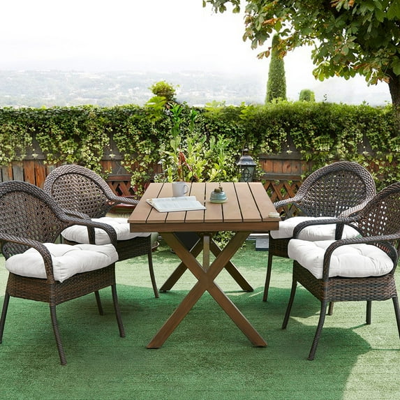 Sweet Home Collection 19” x 19” White U Shaped Reversible Outdoor Seating Cushions, Tufted (4 Count)