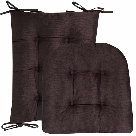 Sweet Home Collection 2 Piece Tufted Non Slip Rocking Chair Cushion Set Brown