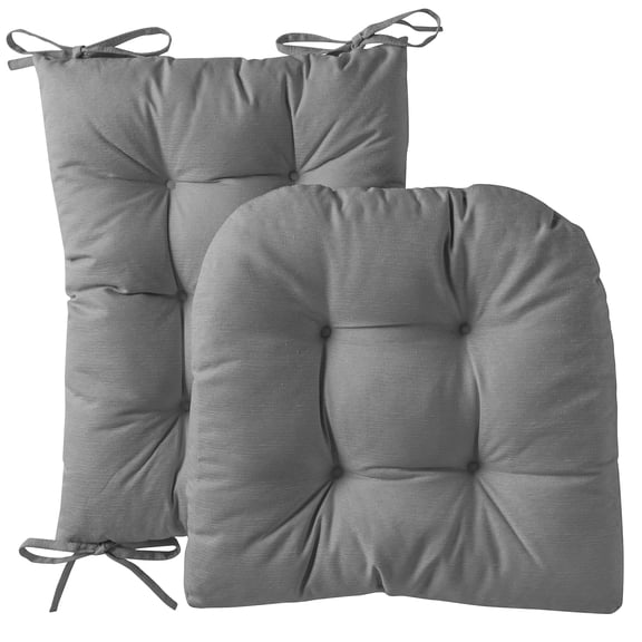 Sweet Home Collection 2 Piece Tufted Non Slip Rocking Chair Cushion Set Gray