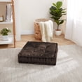 thumbnail image 1 of 20"x20" Oversized Square Tufted Floor Pillow in Faux Velvet Fabric - Single, Brown, 1 of 6