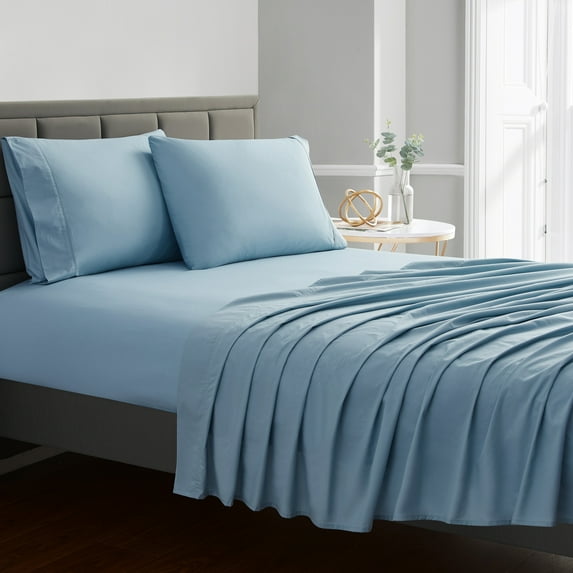 Sweet Home Collection 200 Thread Count 100% Cotton Sheet Set Misty Blue Queen