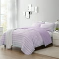 thumbnail image 1 of Sweet Home Collection 3 Piece Embroidered Checkered Quilt and Pillow Sham Set Queen Purple, 1 of 5