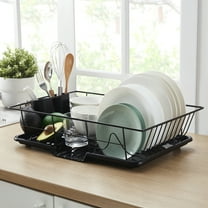 Sweet Home Collection 3-Piece Kitchen Sink Dish Drainer Set- Black