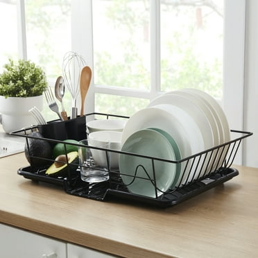 Sweet Home Collection 3-Piece Kitchen Sink Dish Drainer Set- Black