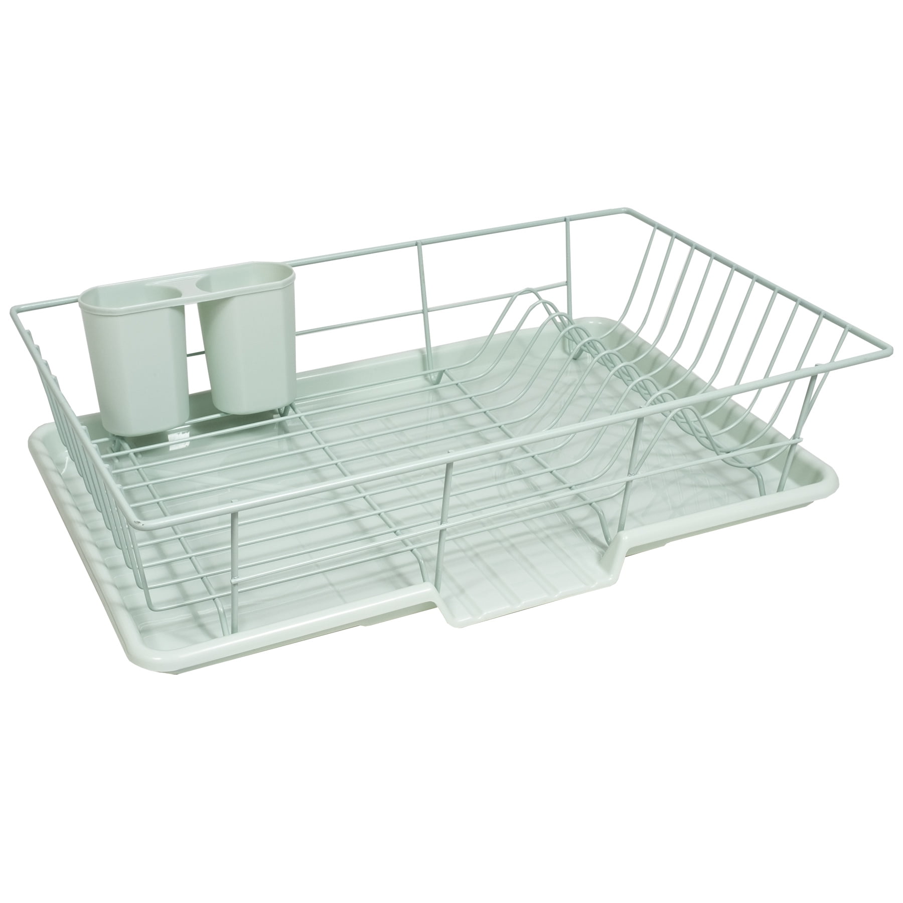 Sweet Home Collection Metal 2 Piece Dish Drying Rack Set Drainer with  Utensil Holder Simple Easy to Use Fits in Most Sinks, 14.5 x 13 x 5.25,  Red
