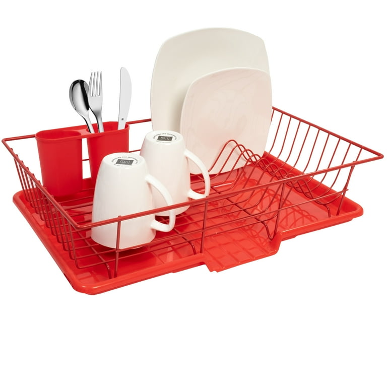 Home Basics, Red Contempo 3 Piece Dish Rack (1