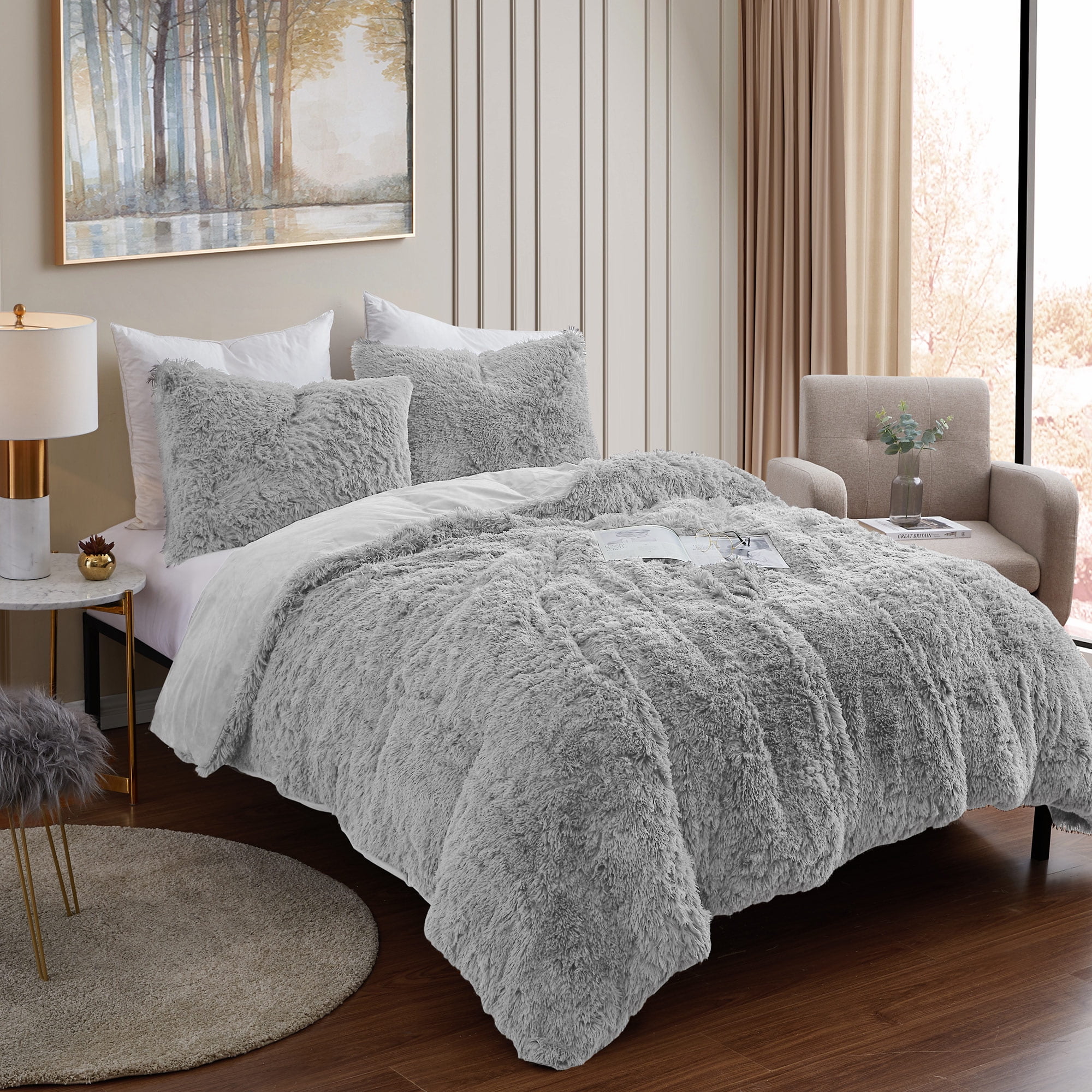 Sweet Home Collection 3 Piece Silver Comforter Bedding Set, Queen