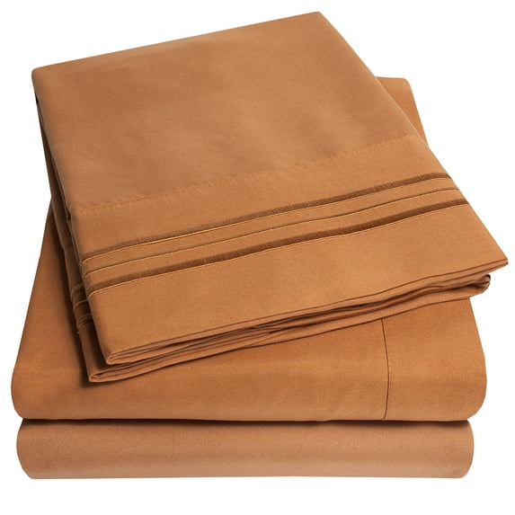 Sweet Home Collection 4-Piece 1800 Thread Count Mocha Microfiber Bed Sheet Set, Full – Deep Pocket