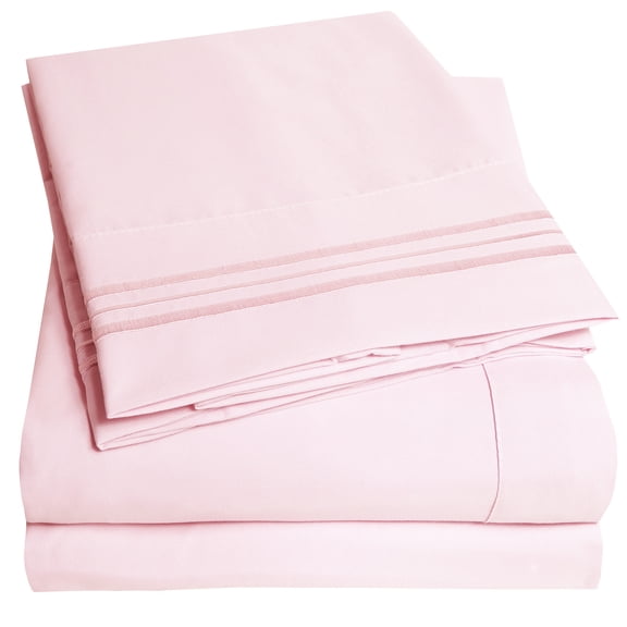 Sweet Home Collection 4-Piece 1800 Thread Count Pink Microfiber Bed Sheet Set, Full - Deep Pocket