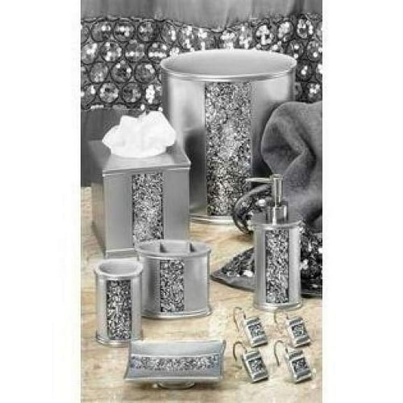 Sweet Home Collection 5 Piece Bathroom Accessory Set, Sinatra Silver