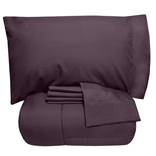 Eggplant Twin Down Microfiber Reversible Bed-in-a-Bag Set