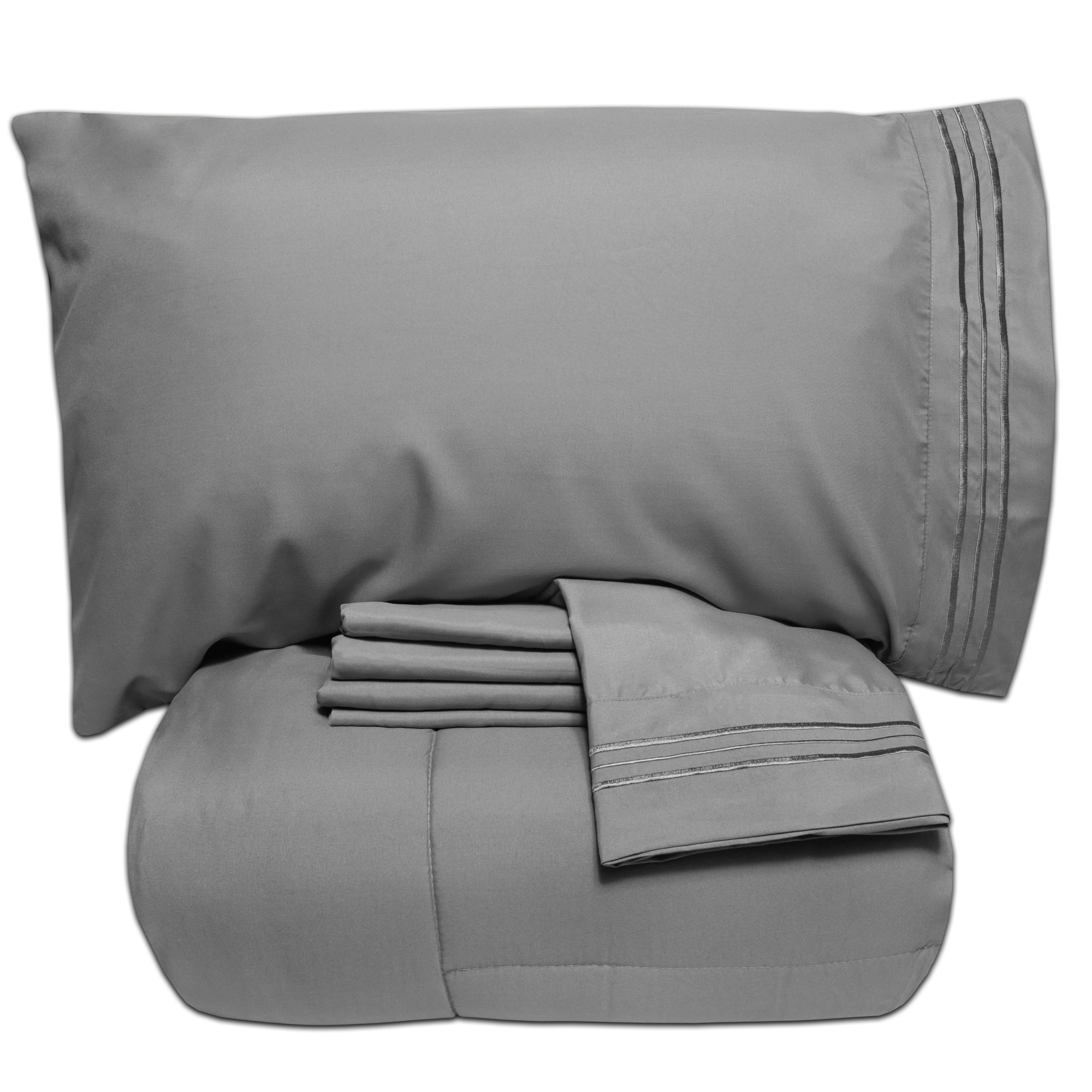 Sweet Home Collection 5-Piece Gray Luxury Bed in a Bag, Full