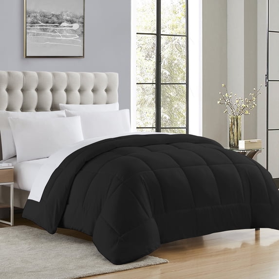 Sweet Home Collection, All Season Reversible Hotel Down Alternative Duvet Insert, Full - Black