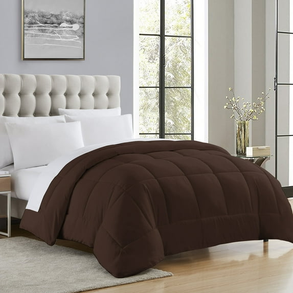 Sweet Home Collection, All Season Reversible Hotel Down Alternative Duvet Insert, Full - Brown
