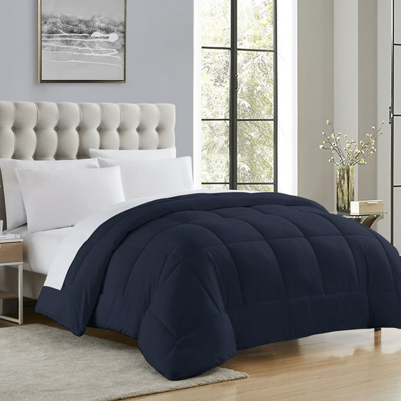 Sweet Home Collection, All Season Reversible Hotel Down Alternative Duvet Insert, Full - Navy Blue