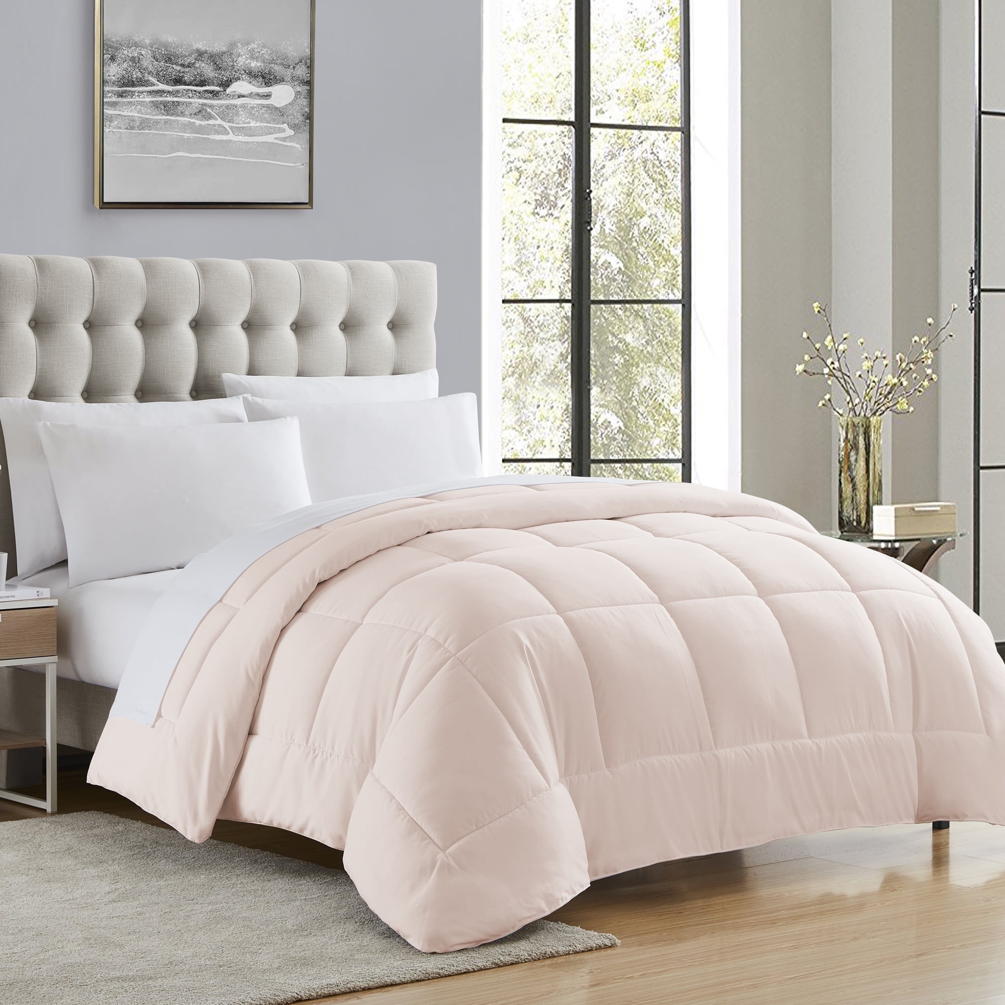 Pale Pink Full Microfiber Reversible Comforter
