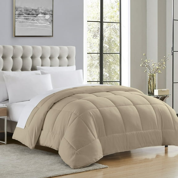 Sweet Home Collection, All Season Reversible Hotel Down Alternative Duvet Insert, Full - Taupe