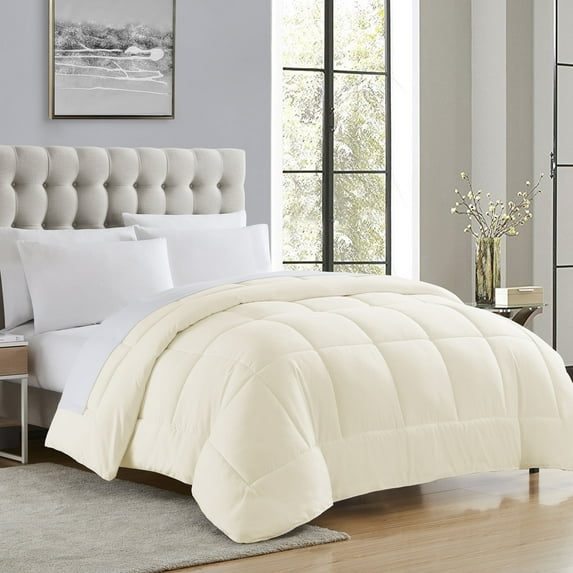 Sweet Home Collection, All Season Reversible Hotel Down Alternative Duvet Insert, King - Ivory
