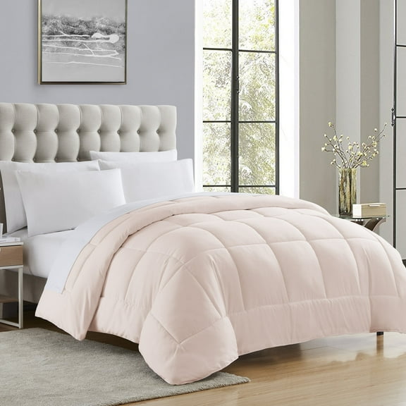Sweet Home Collection, All Season Reversible Hotel Down Alternative Duvet Insert, King - Pale Pink