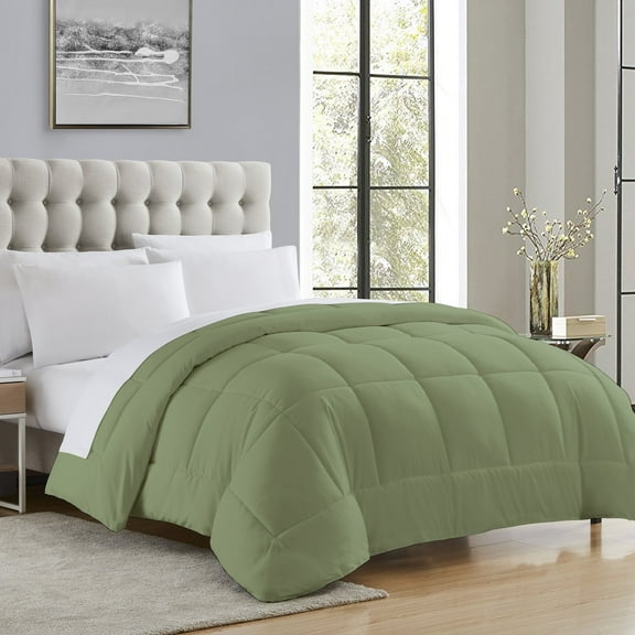 Sweet Home Collection, All Season Reversible Hotel Down Alternative Duvet Insert, King - Sage/Green