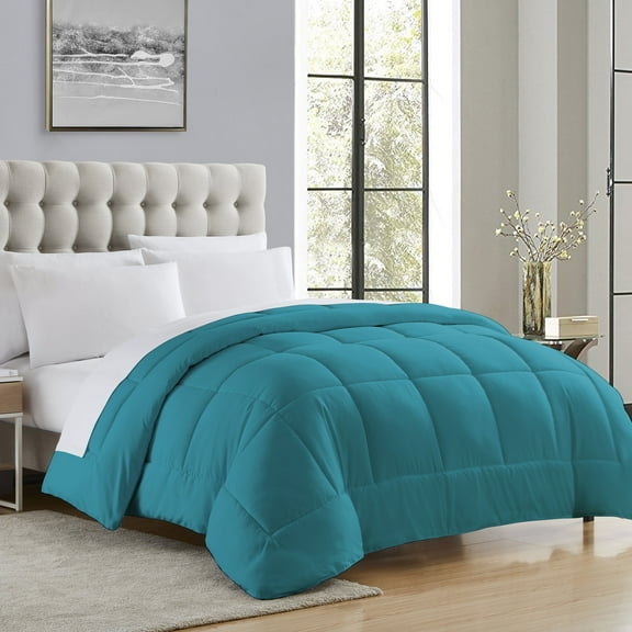 Sweet Home Collection, All Season Reversible Hotel Down Alternative Duvet Insert, Queen - Teal
