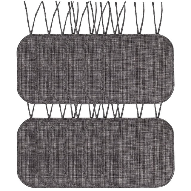 Sweet Home Collection Aria Memory Foam Non-Slip Chair Pad with Ties Grey/Black Set of 12