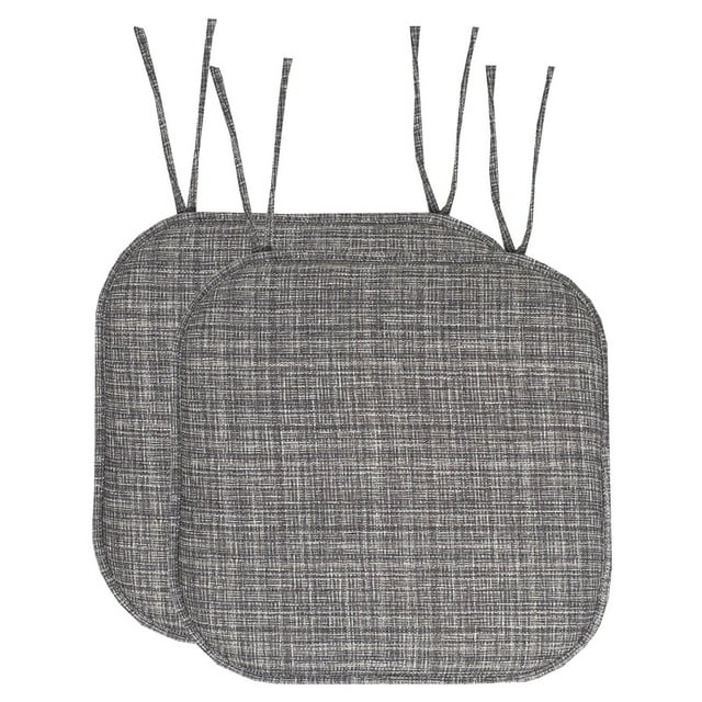Sweet Home Collection Aria Memory Foam Non-Slip Chair Pad with Ties Grey Set of 2