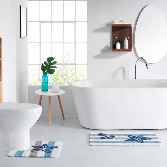 Sweet Home Collection Beach Life Bath Accessory Collection 2 Piece Rug Set
