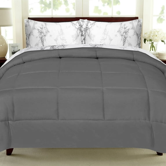Sweet Home Collection Bed-In-Bag Comforter & Marble Print Sheet Set