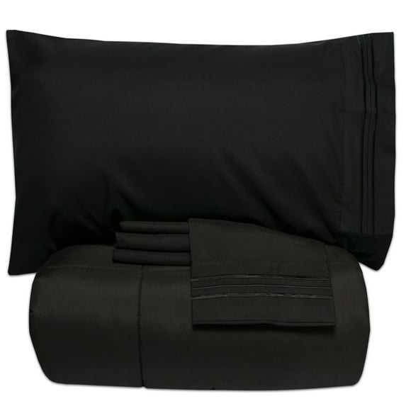 Sweet Home Collection Black 5 Piece Bed in a Bag Comforter Set with Sheets, King
