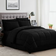Sweet Home Collection Black 8 Piece Bed in a Bag Comforter Set with Sheets, Queen