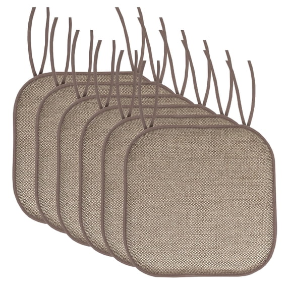 Sweet Home Collection Cameron Memory Foam Non-Slip Chair Pad Beige/Brown Set of 6
