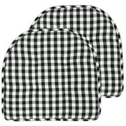 Sweet Home Collection Checkered Memory Foam U-Shape Non-Slip Chair Cushion Pad 2 Pack - Black/White