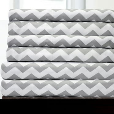 Sweet Home Collection Chevron Grey- 6 Piece 1500 Supreme Collection Fine Brushed Microfiber Deep Pocket Sheet Set Bedding with 2 Extra Pillow Cases - Full