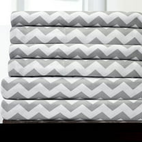 Sweet Home Collection Chevron Pattern Sheet Set 1500 Series 6 Piece Sheet Set Cal King, Gray